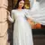 Off white Luckhnowi Sequins Work Gown pent and dupatta suit set   