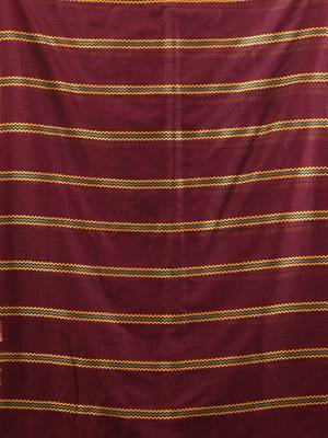 Maroon cotton handspun soft saree with ziczac pattern 4