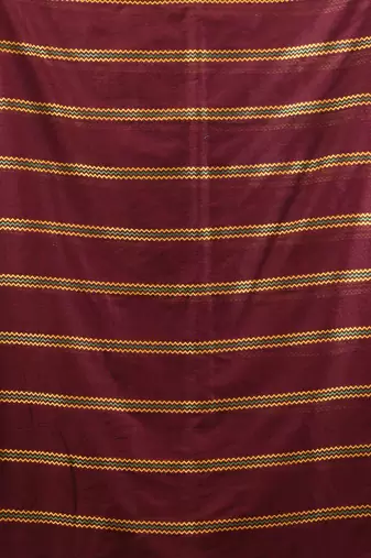Maroon cotton handspun soft saree with ziczac pattern