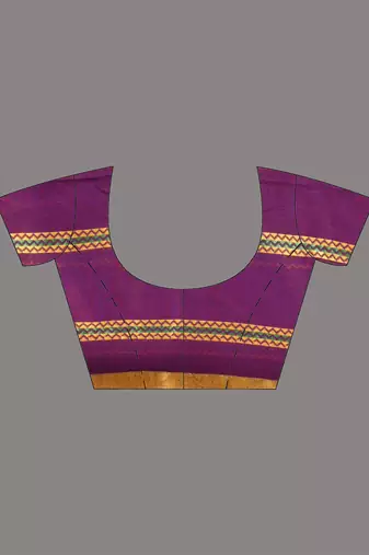 Purple cotton handspun soft saree with ziczac pattern