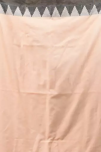 Beige cotton handspun soft saree with tample borders
