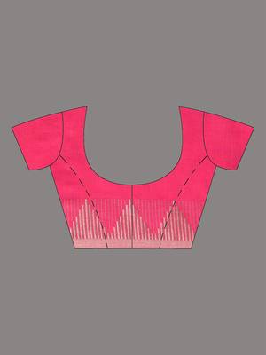 Pink cotton handspun soft saree with tample borders 5