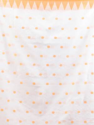 White cotton handspun soft saree with tample borders 4