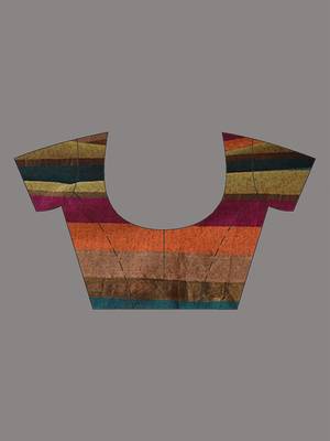 Multicolor cotton handspun colorblocked soft saree 5