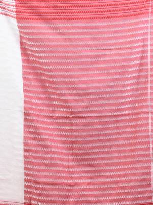 White cotton handspun soft saree with texture borders 4