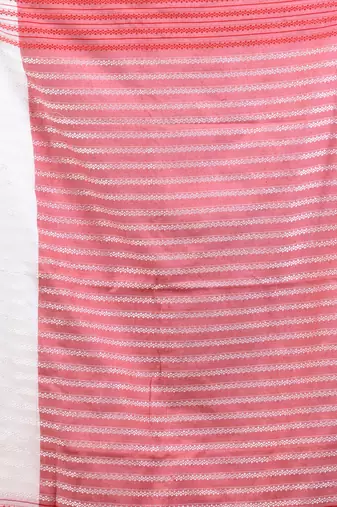 White cotton handspun soft saree with texture borders