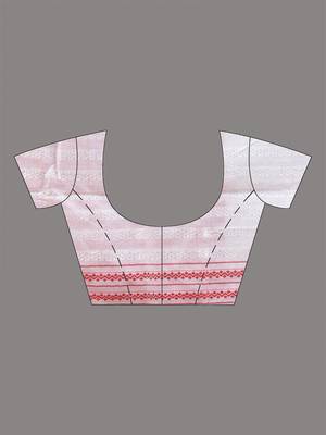 White cotton handspun soft saree with texture borders 5