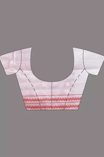 White cotton handspun soft saree with texture borders