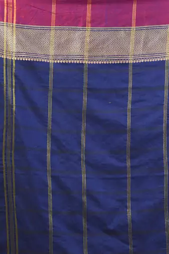 Navy blue cotton handspun soft saree with texture borders
