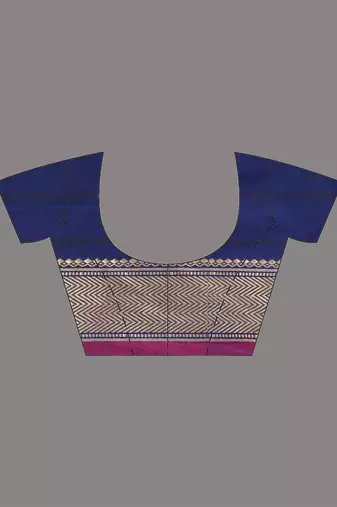 Navy blue cotton handspun soft saree with texture borders