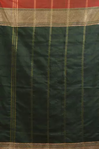 Green cotton handspun soft saree with texture borders