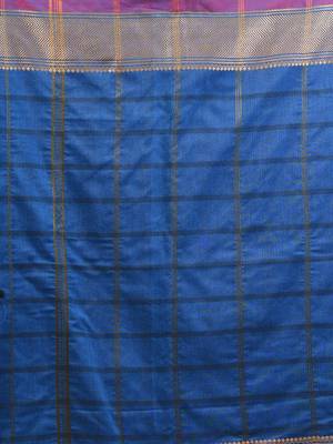 Cobalt blue cotton handspun soft saree with texture borders 4