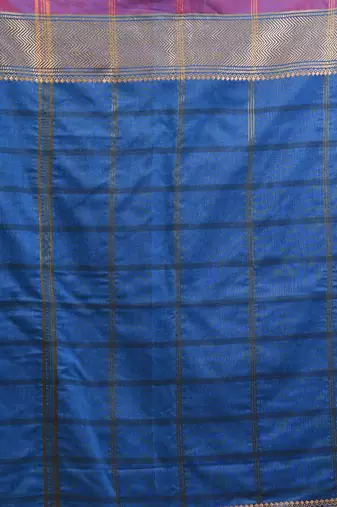 Cobalt blue cotton handspun soft saree with texture borders