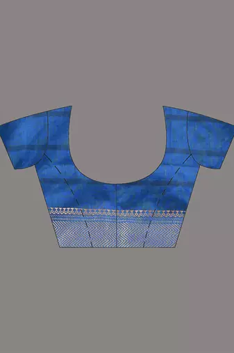 Cobalt blue cotton handspun soft saree with texture borders