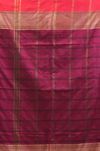Magenta cotton handspun soft saree with texture borders