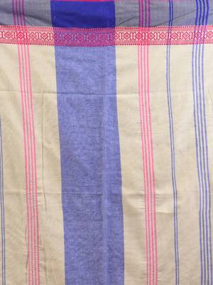 Ecru cotton handspun soft saree with texture borders 4
