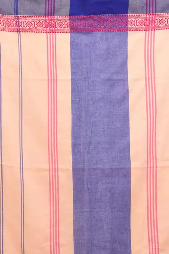 Beige cotton handspun soft saree with texture borders