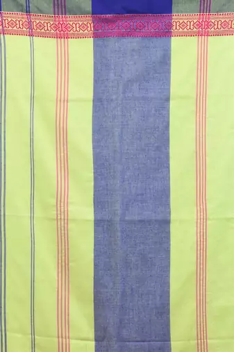 Light green cotton handspun soft saree with texture borders