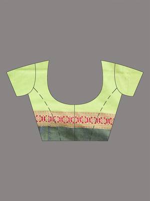 Light green cotton handspun soft saree with texture borders 5