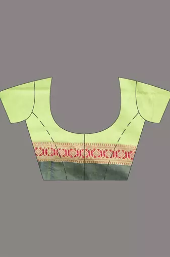 Light green cotton handspun soft saree with texture borders