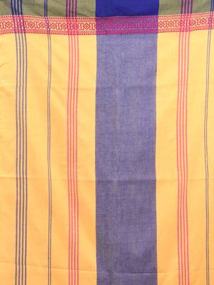 Yellow cotton handspun soft saree with texture borders 4
