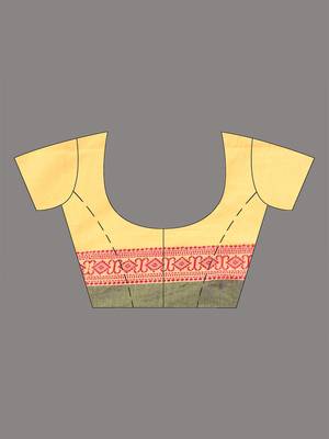 Yellow cotton handspun soft saree with texture borders 5