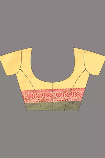 Yellow cotton handspun soft saree with texture borders