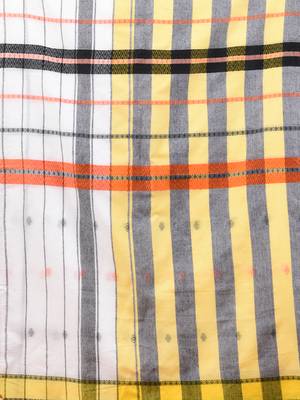 White cotton handspun soft saree with texture borders 4