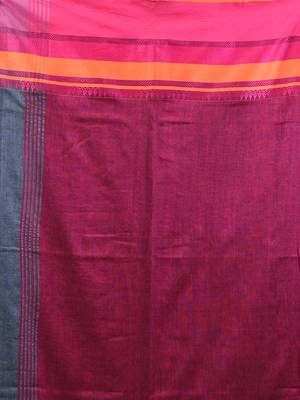 Grey cotton handspun soft saree with texture borders 4