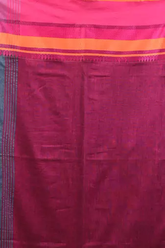 Grey cotton handspun soft saree with texture borders