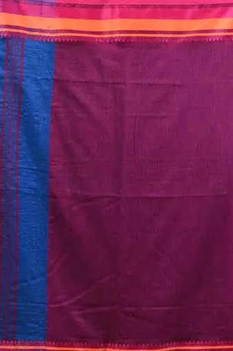 Sapphire blue cotton handspun soft saree with texture borders