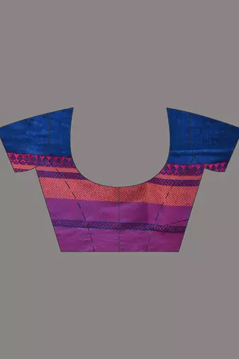 Sapphire blue cotton handspun soft saree with texture borders
