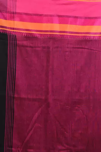Black cotton handspun soft saree with texture borders