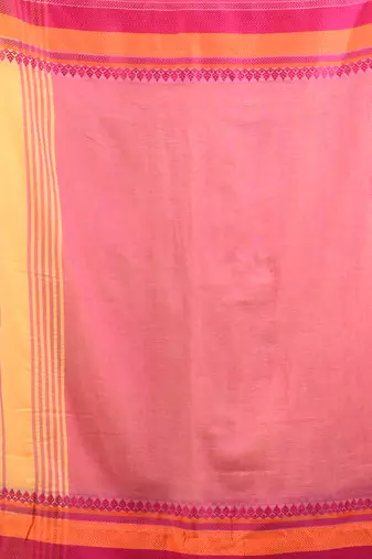 Yellow cotton handspun soft saree with texture borders