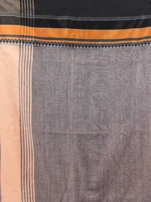 Beige cotton handspun soft saree with texture borders 4