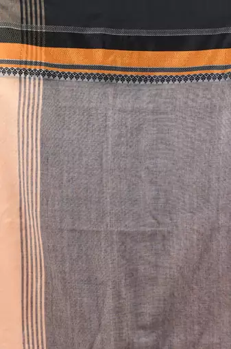 Beige cotton handspun soft saree with texture borders