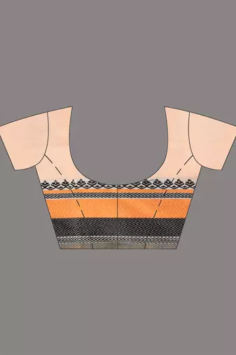 Beige cotton handspun soft saree with texture borders