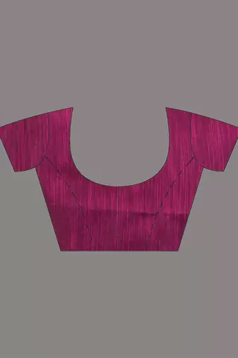 Magenta cotton handspun soft saree with ziczac pattern