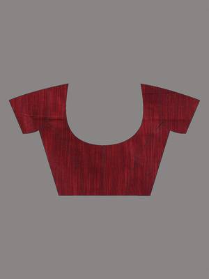 Red cotton handspun soft saree with ziczac pattern 5