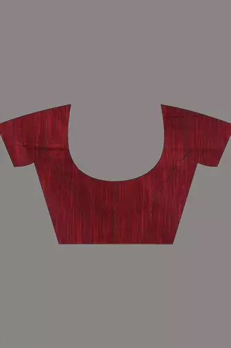 Red cotton handspun soft saree with ziczac pattern
