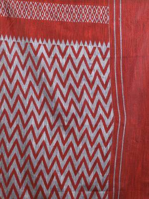 Sapphire blue cotton handspun soft saree with ziczac pattern 4