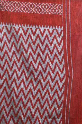Sapphire blue cotton handspun soft saree with ziczac pattern