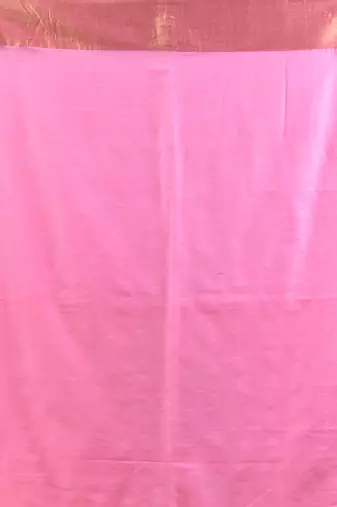 Pink mulmul cotton soft saree with zari borders Without blouse