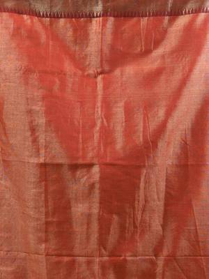 Red tissue soft saree with zari borders 4