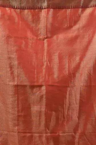 Red tissue soft saree with zari borders