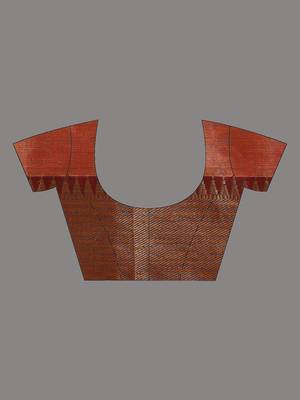 Red tissue soft saree with zari borders 5