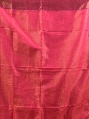 Pink tissue soft saree with zari borders 4