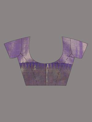 Purple tissue soft saree with zari borders 5