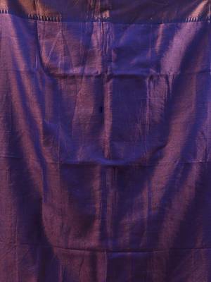 Blue tissue soft saree with zari borders 4