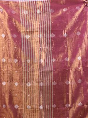Violet dual tone texture motifs tissue saree with stripes pallu 4